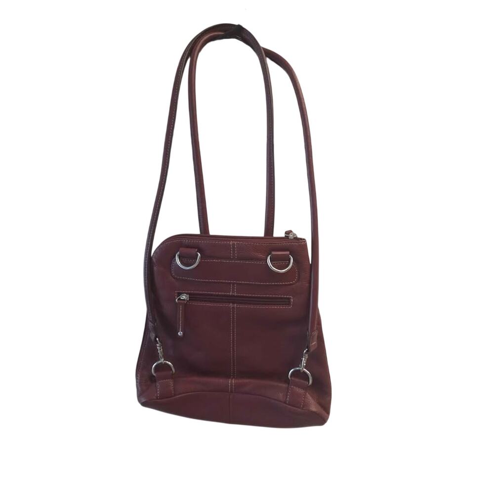 Clark's Pebbled Burgundy 100% Leather Convertible Handbag Backpack